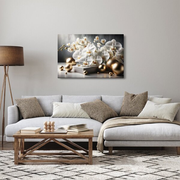 Kép - Orchidea és aranygolyók (90x60 cm)