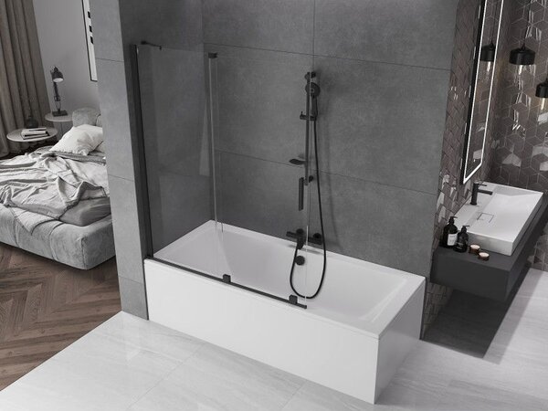 Mexen Velar kétajtós toló zuhanyfal 130 x 150 cm, átlátszó, fekete - 896-130-000-01-70