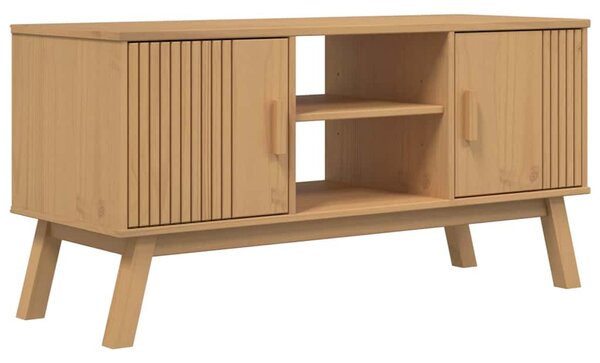 OLDEN barna tömör fenyőfa TV-szekrény 114 x 43 x 57 cm