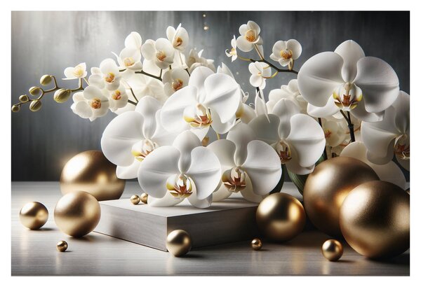 Kép - Orchidea és aranygolyók (90x60 cm)