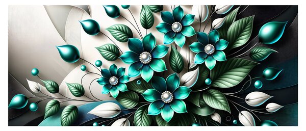 Kép - 3D türkiz virágok (120x50 cm)