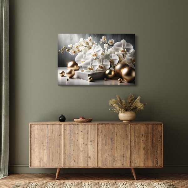 Kép - Orchidea és aranygolyók (90x60 cm)
