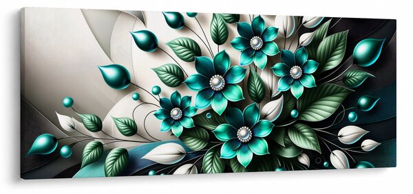 Kép - 3D türkiz virágok (120x50 cm)