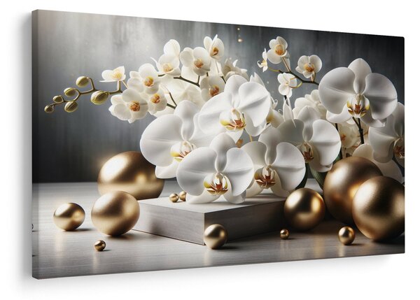 Kép - Orchidea és aranygolyók (90x60 cm)
