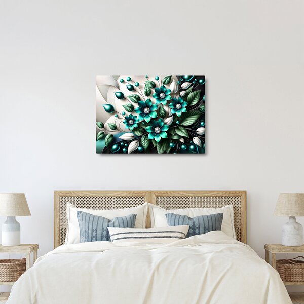 Kép - 3D türkiz virágok (70x50 cm)