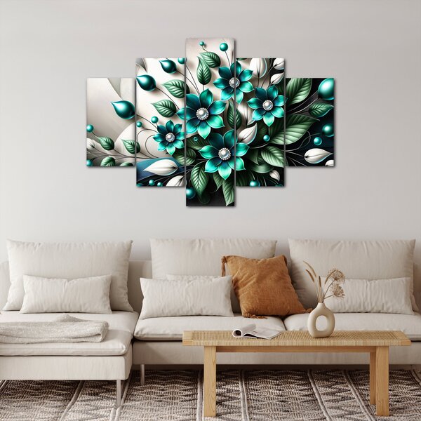 Kép - 3D türkiz virágok (150x105 cm)