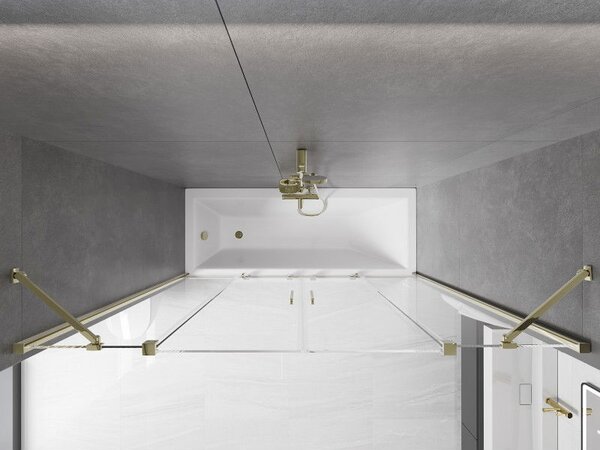 Mexen Velar Duo kétszárnyú, toló fürdőszobai paraván 180 x 150 cm, átlátszó, arany - 896-180-000-02-50