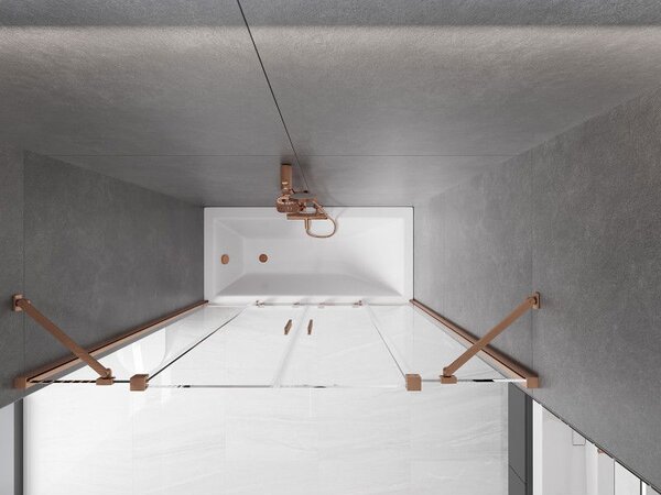 Mexen Velar Duo kétszárnyú toló kádparaván 160 x 150 cm, átlátszó, kefélt réz - 896-160-000-02-65