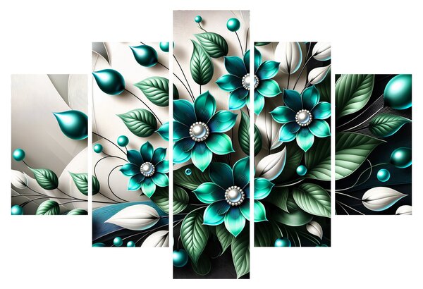 Kép - 3D türkiz virágok (150x105 cm)