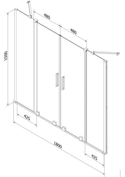 Mexen Velar Duo kétszárnyú, toló fürdőszobai paraván 180 x 150 cm, átlátszó, arany - 896-180-000-02-50