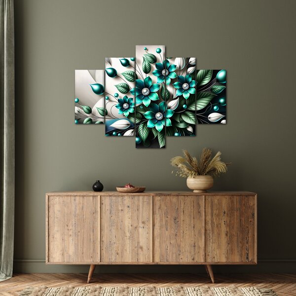 Kép - 3D türkiz virágok (150x105 cm)