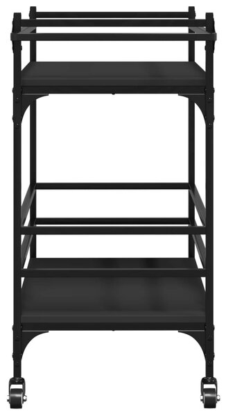 Fekete szerelt fa zsúrkocsi 82 x 40 x 78,5 cm