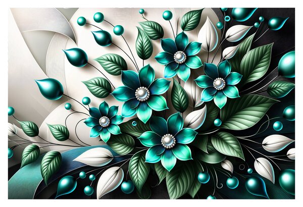 Kép - 3D türkiz virágok (90x60 cm)