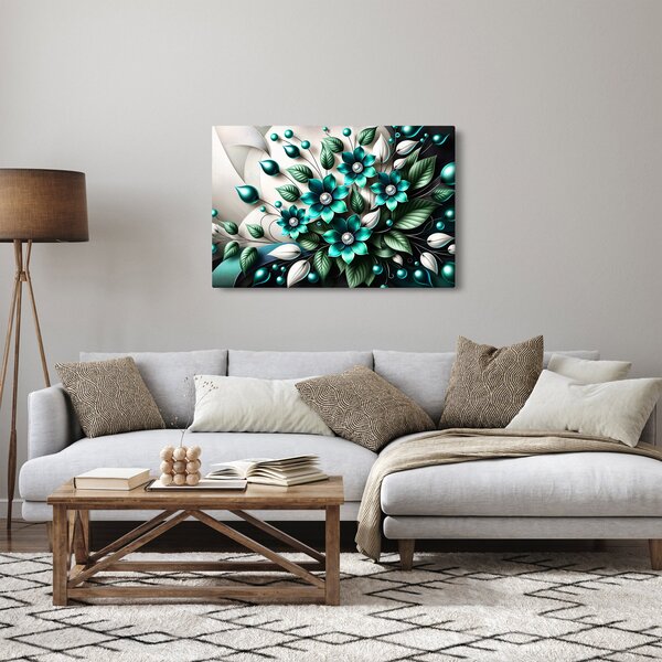 Kép - 3D türkiz virágok (90x60 cm)