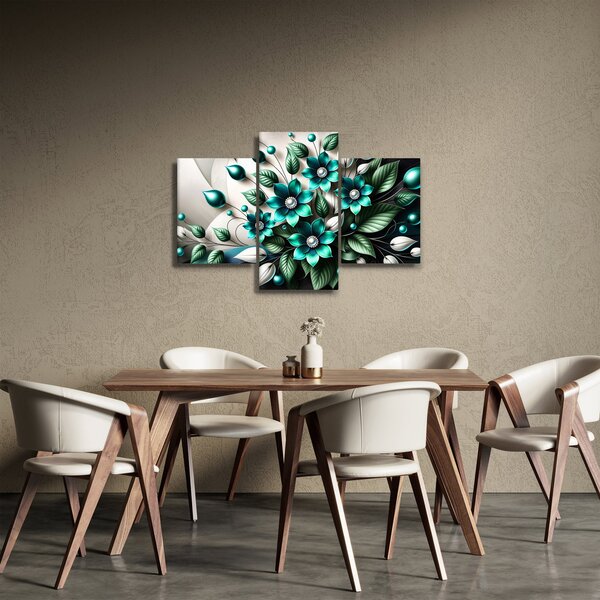 Kép - 3D türkiz virágok (90x60 cm)