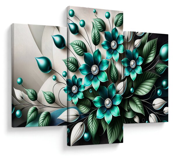 Kép - 3D türkiz virágok (90x60 cm)