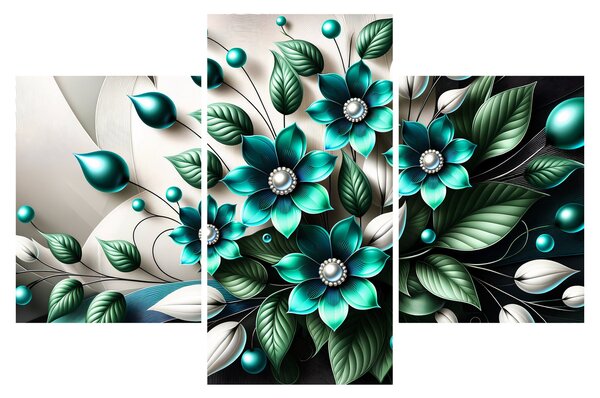 Kép - 3D türkiz virágok (90x60 cm)