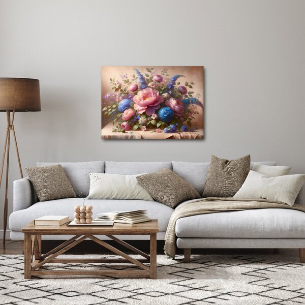 Kép - Asztal tele virágokkal (70x50 cm)