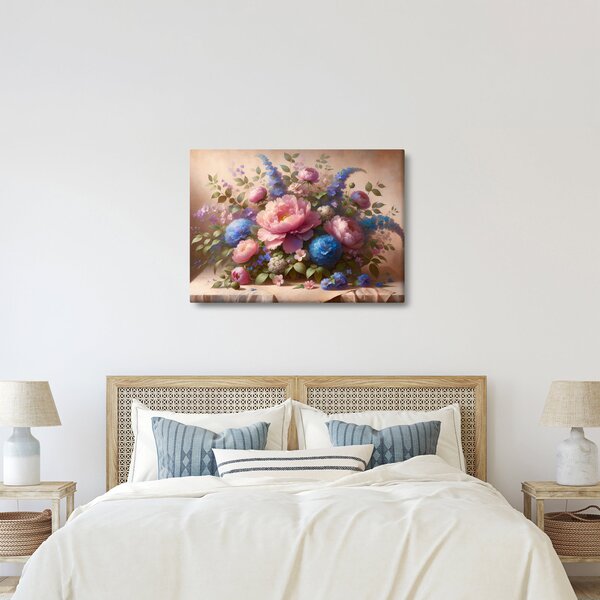 Kép - Asztal tele virágokkal (70x50 cm)