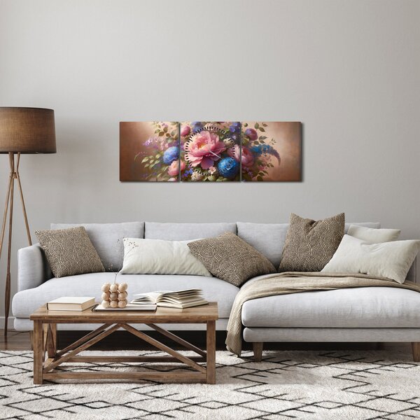 Kép - Asztal tele virágokkal (órával) (90x30 cm)
