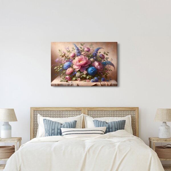 Kép - Asztal tele virágokkal (90x60 cm)