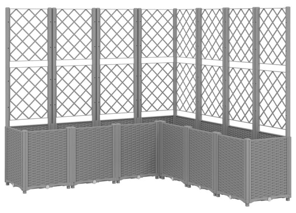 Világosszürke PP rácsos kerti ültetőláda 160 x 160 x 140 cm