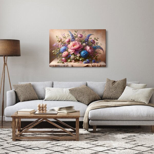 Kép - Asztal tele virágokkal (90x60 cm)