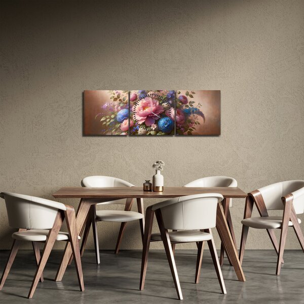 Kép - Asztal tele virágokkal (órával) (90x30 cm)