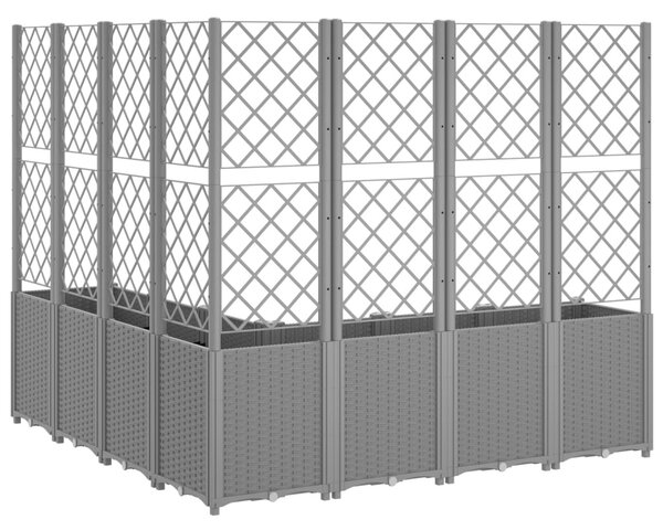 Világosszürke PP rácsos kerti ültetőláda 160 x 160 x 140 cm