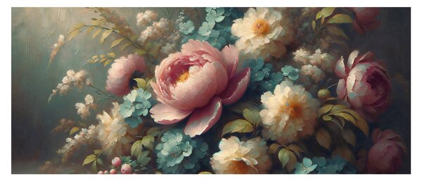 Kép - Természet csendélet virágokkal - festmény (120x50 cm)