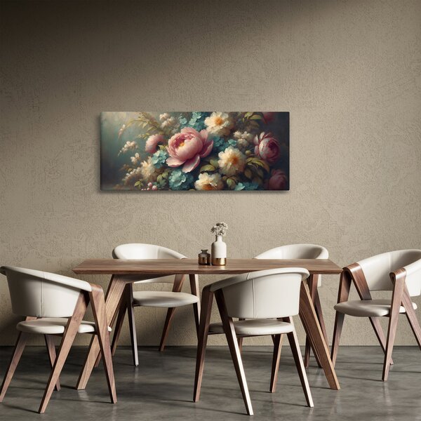Kép - Természet csendélet virágokkal - festmény (120x50 cm)