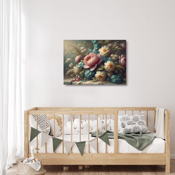 Üveg kép - Természet csendélet virágokkal - festmény (70x50 cm)