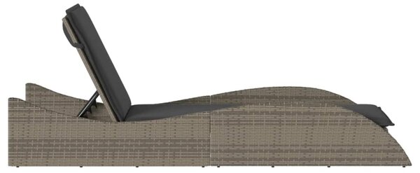 Szürke polyrattan napozóágy párnával 60x205x73 cm