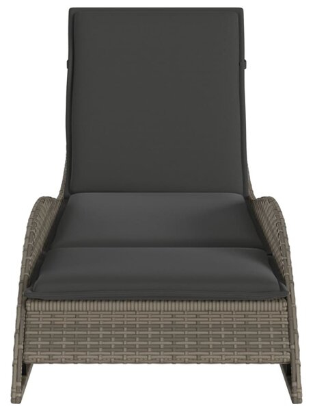 Szürke polyrattan napozóágy párnával 60x205x73 cm