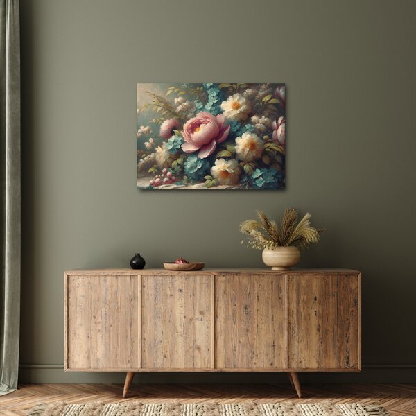 Kép - Természet csendélet virágokkal - festmény (70x50 cm)