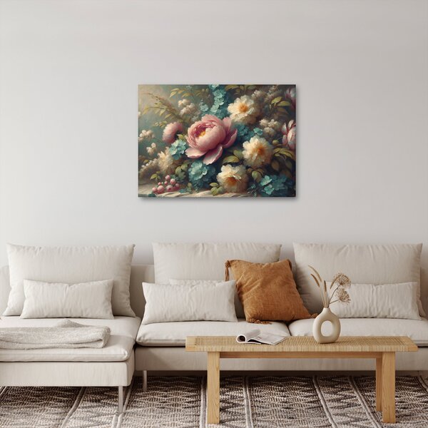 Kép - Természet csendélet virágokkal - festmény (70x50 cm)