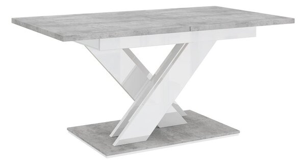 Étkezőasztal 140-180 cm, beton, magasfényű fehér - CROISE