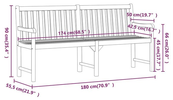 VidaXL tömör akácfa kerti pad 180 cm