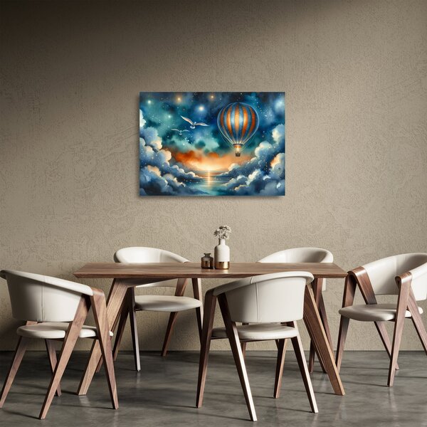 Üveg kép - Repülés az éjjeli ég alatt (70x50 cm)