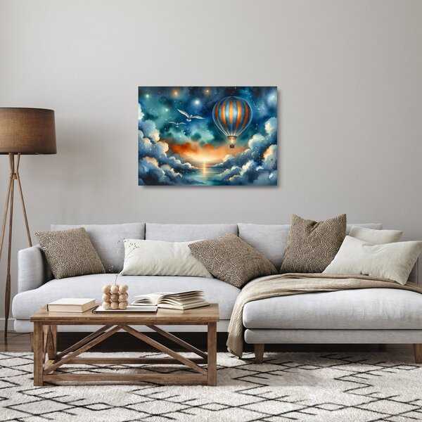 Üveg kép - Repülés az éjjeli ég alatt (70x50 cm)