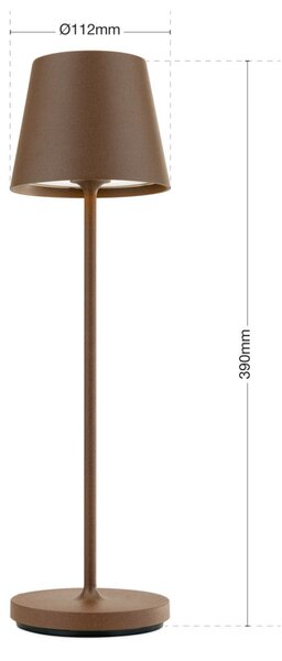 Akkumlátoros asztali lámpa, CANDELIGHT, sötétbarna