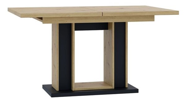 Étkezőasztal 140-180 cm, tölgy, fekete - FORET NOIRE