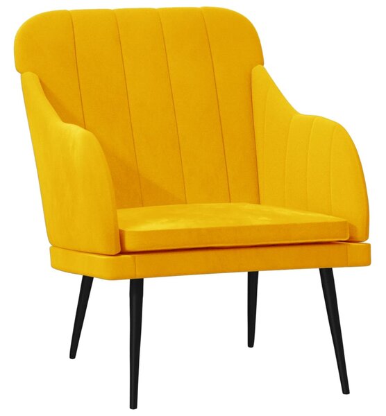 Sárga bársonyfotel 63 x 76 x 80 cm