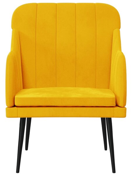 Sárga bársonyfotel 63 x 76 x 80 cm
