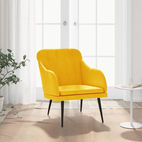 Sárga bársonyfotel 63 x 76 x 80 cm