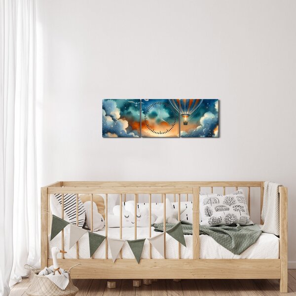 Kép - Repülés az éjjeli ég alatt (órával) (90x30 cm)
