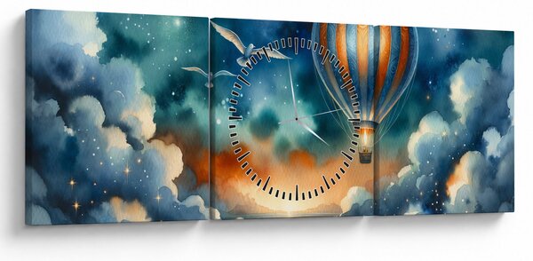 Kép - Repülés az éjjeli ég alatt (órával) (90x30 cm)