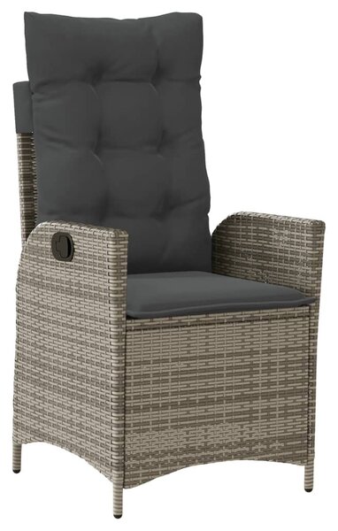 Szürke polyrattan dönthető kerti szék párnákkal