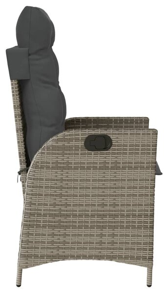 Szürke polyrattan dönthető kerti szék párnákkal