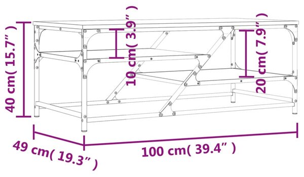 Fekete szerelt fa dohányzóasztal 100 x 49 x 40 cm